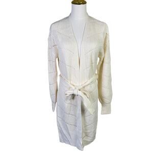 Pink Rose Long Cable Knit Belted Cardigan Sweater US Women's M